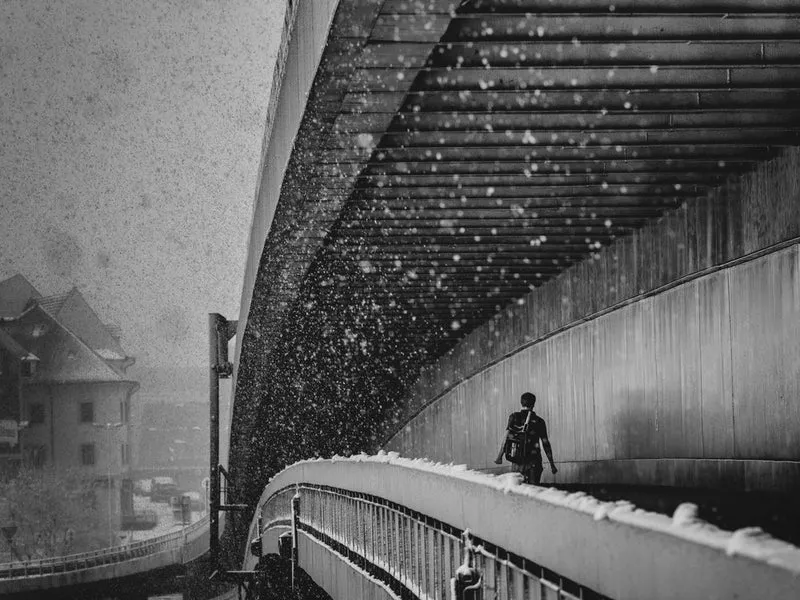 Solitary Snow Walk