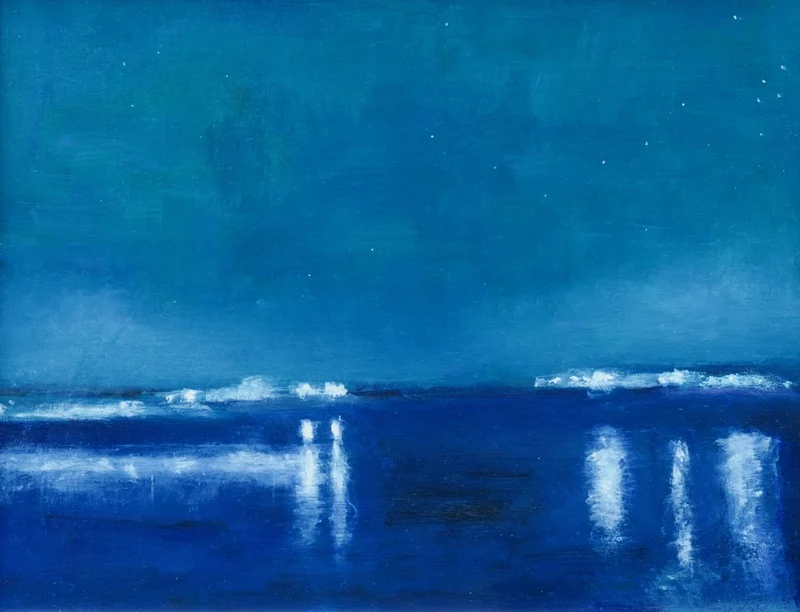 Blue Night Water Reflections