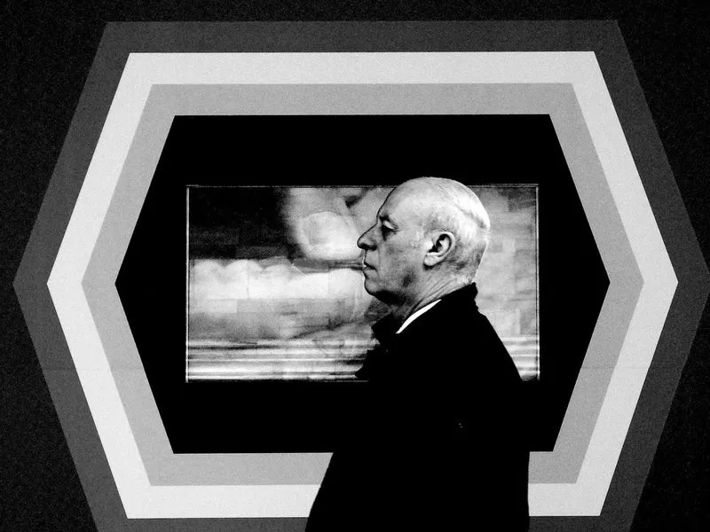 Contemplative Man Hexagon Art