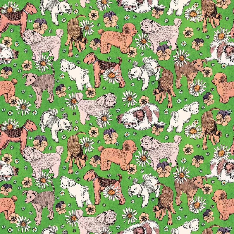 Whimsical Dogs and Flowers