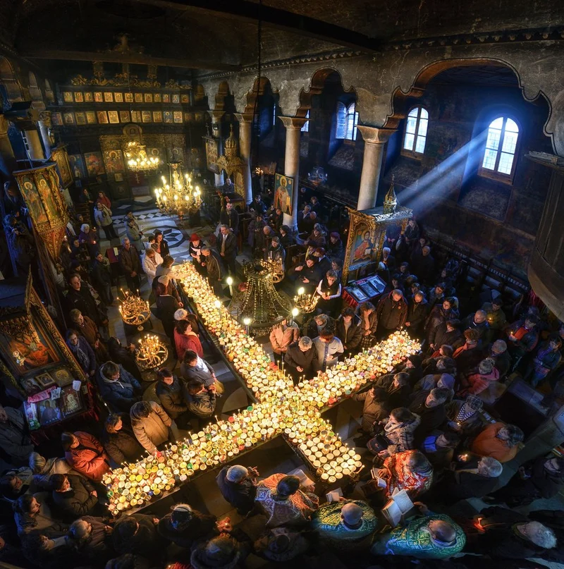 Glowing Church Candle Cross