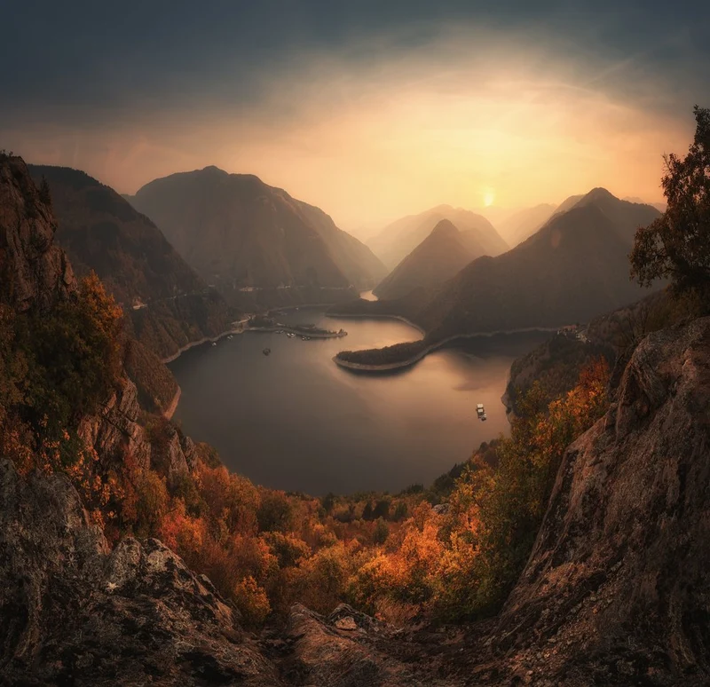 Autumn Mountain Lake Sunset