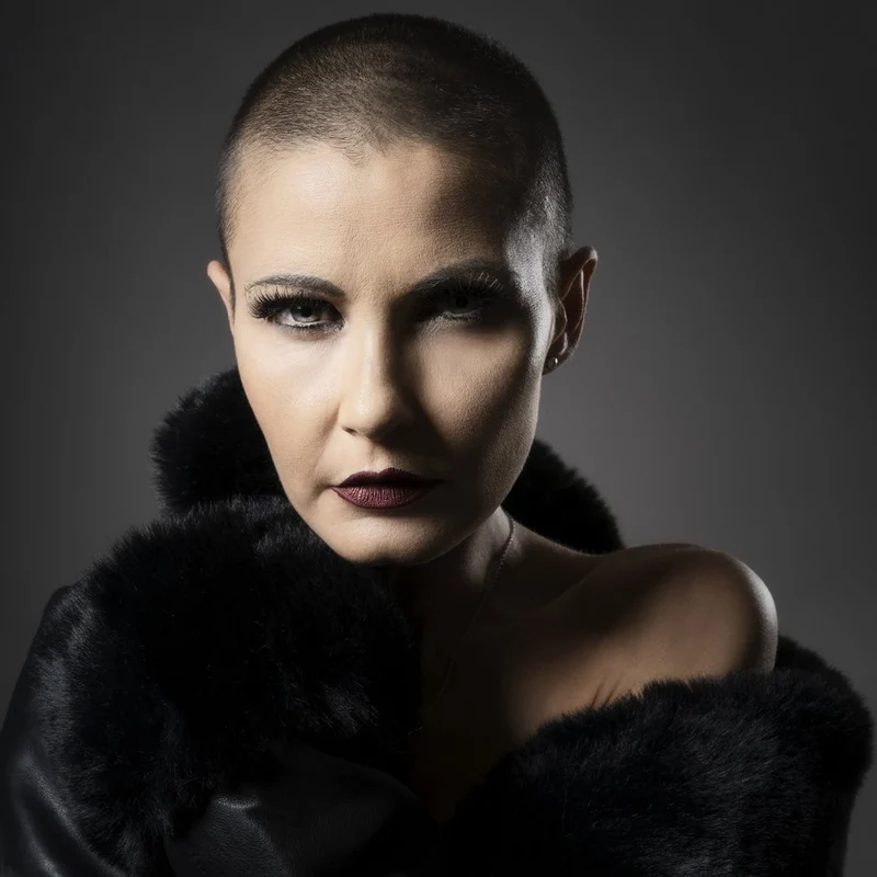 Bold Shaved Head Gaze