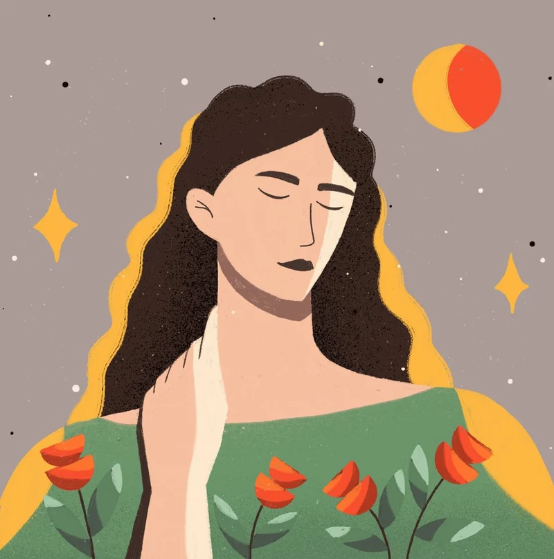 Serene Woman Cosmic Night