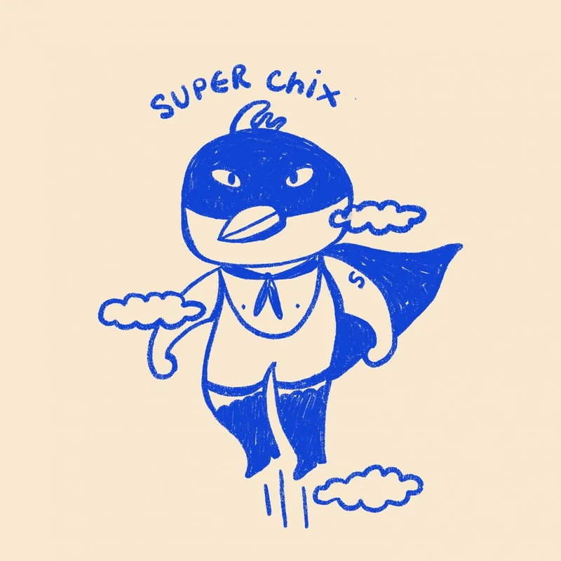 Heroic Blue Chick Soars