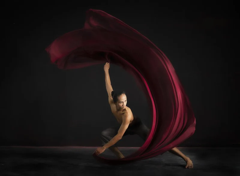Dynamic Red Fabric Dance
