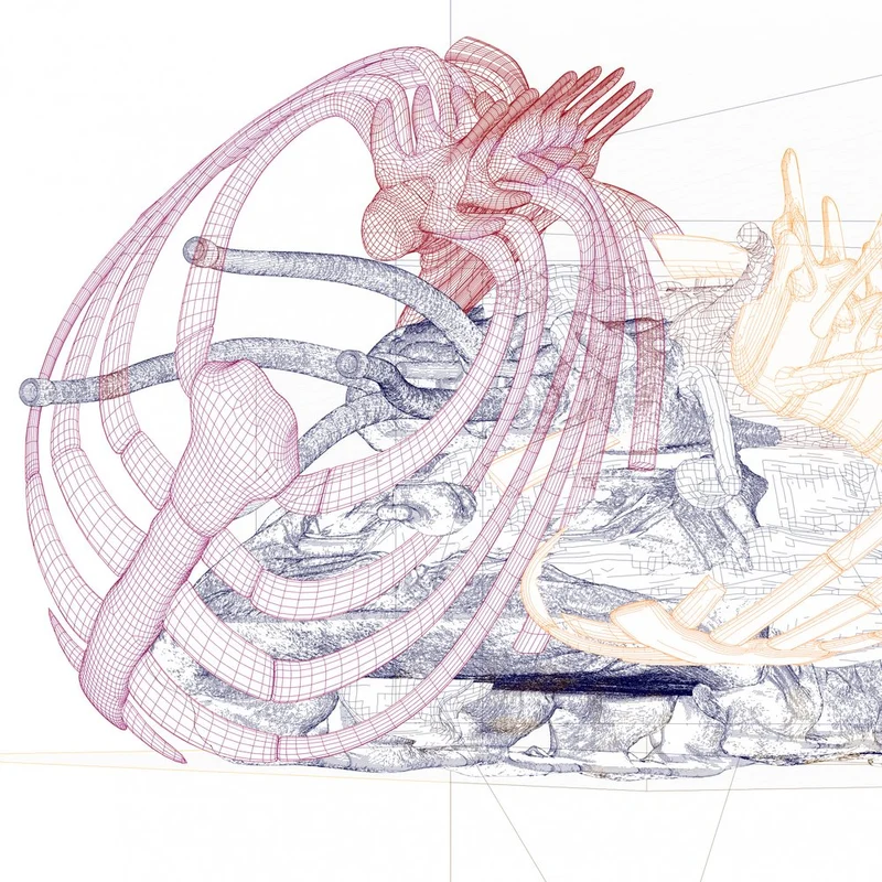 Abstract Wireframe Hands
