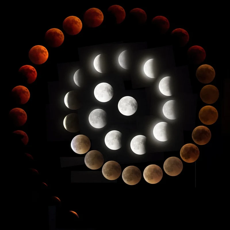 Lunar Eclipse Cosmic Spiral