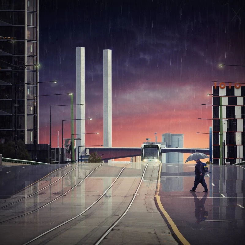Rainy City Sunset