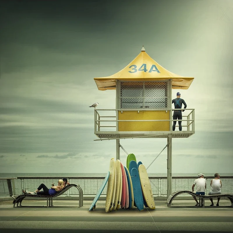 Yellow Lifeguard Tower Beach