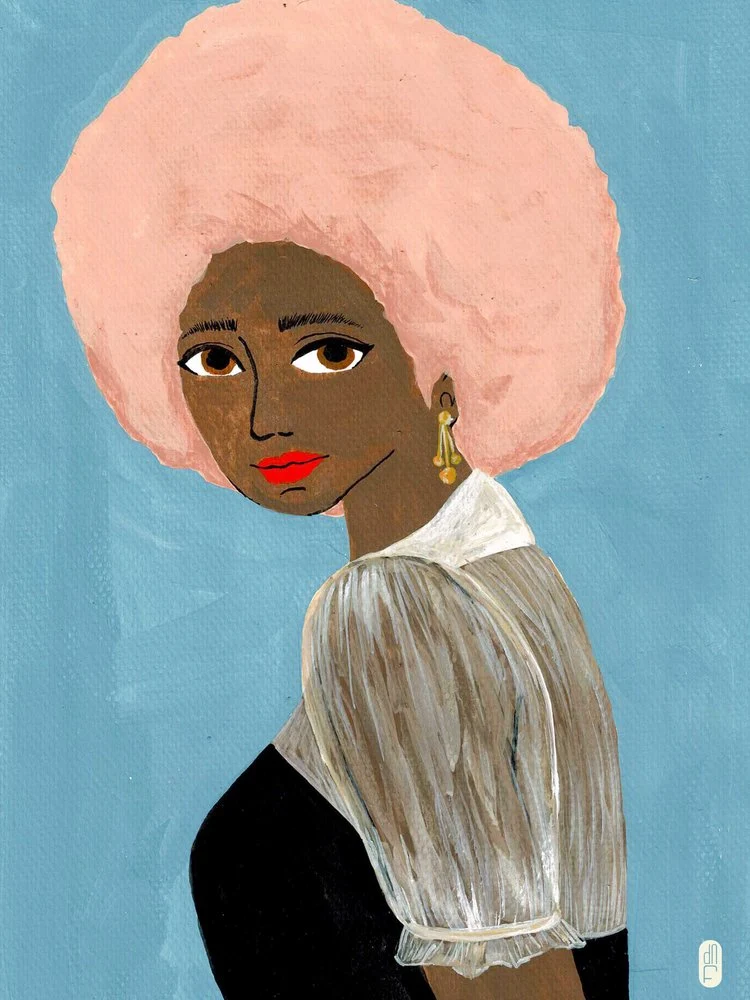 Stylish Pink Afro Woman
