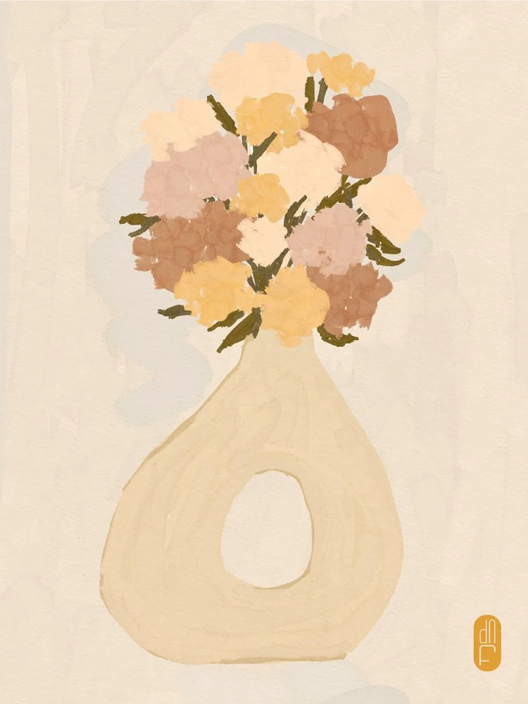 Muted Floral Vase
