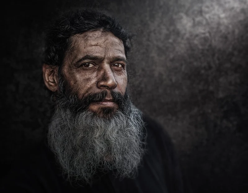 Pensive Bearded Man