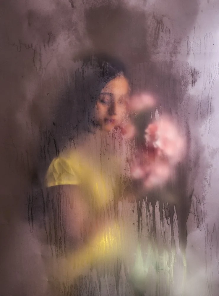 Misty Woman with Flowers