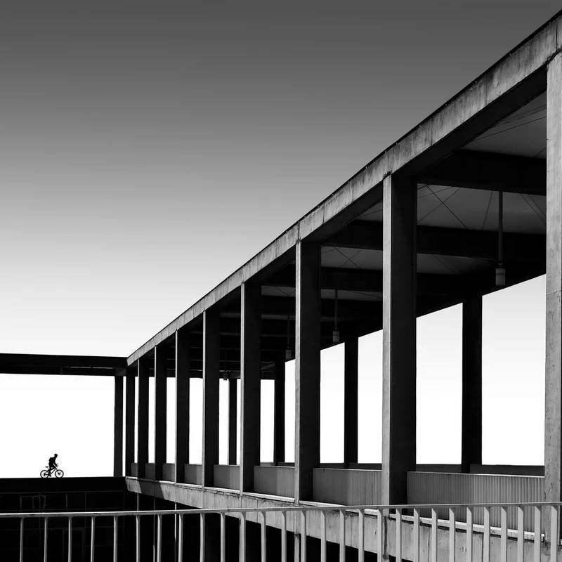Monochrome Architectural Cyclist