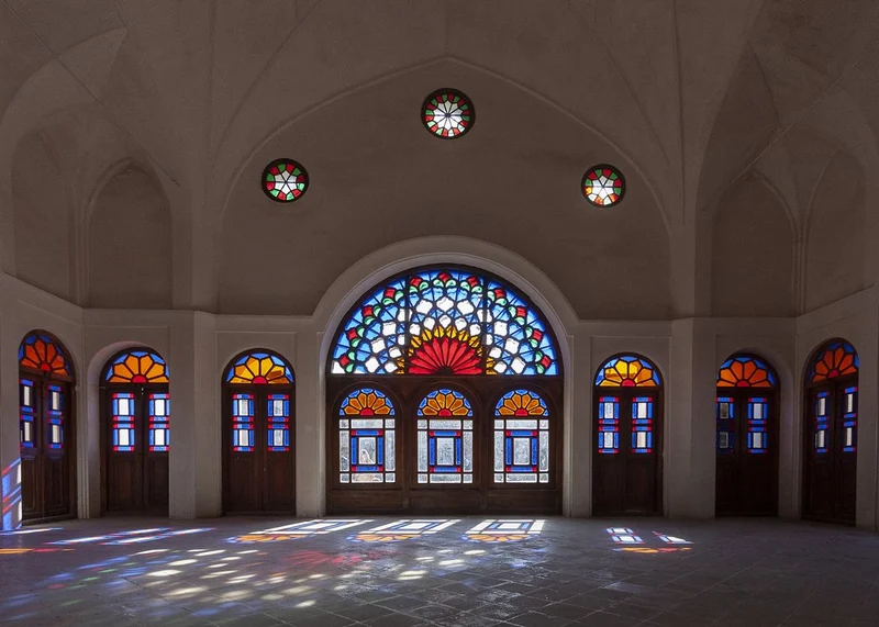 Sunlit Stained Glass Hall