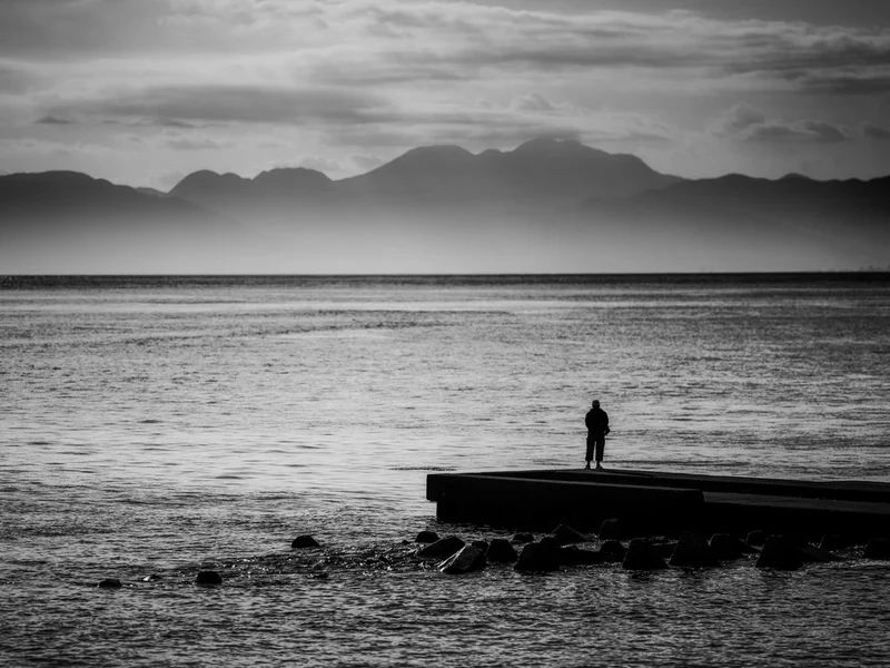 Solitary Figure Ocean View