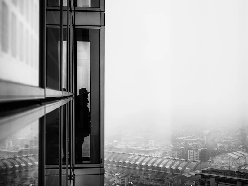 Man in Foggy City