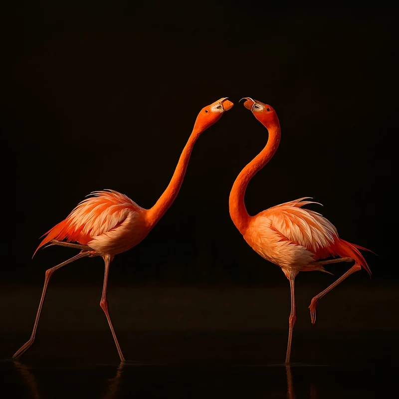 Kissing Pink Flamingos