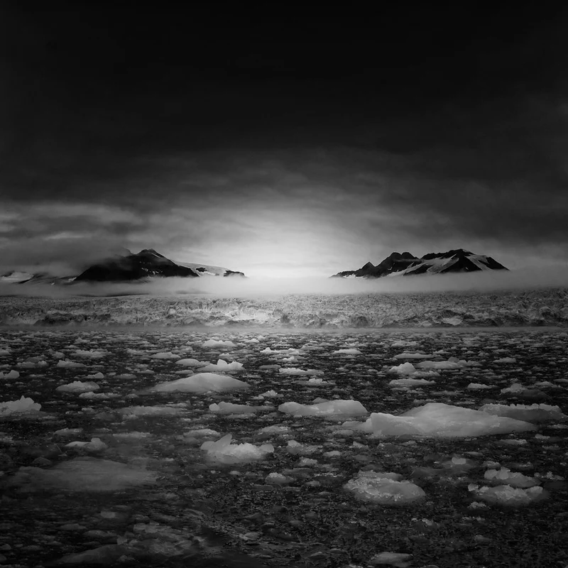 Misty Glacial Landscape