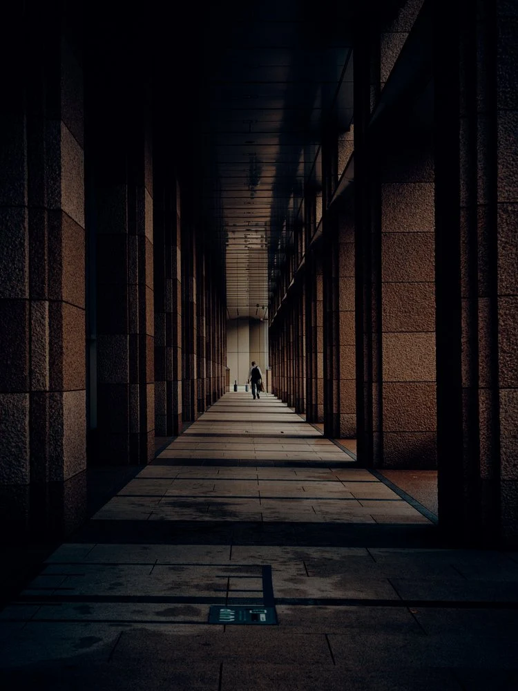 Dark Corridor Solitary Figure