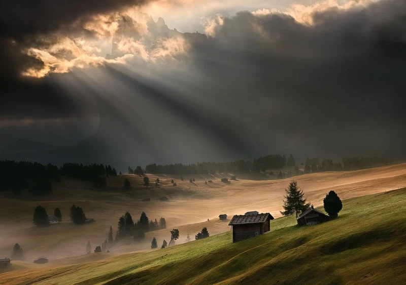 Sunlit Misty Valley