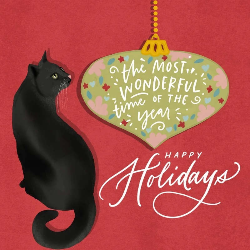 Black Cat Happy Holidays