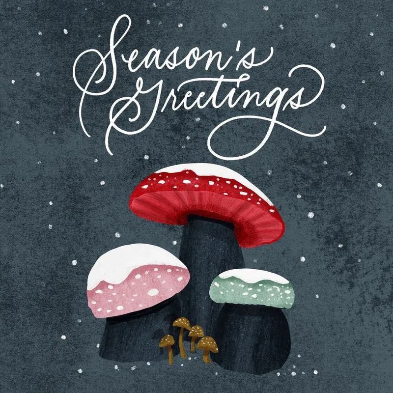 Whimsical Winter Mushrooms