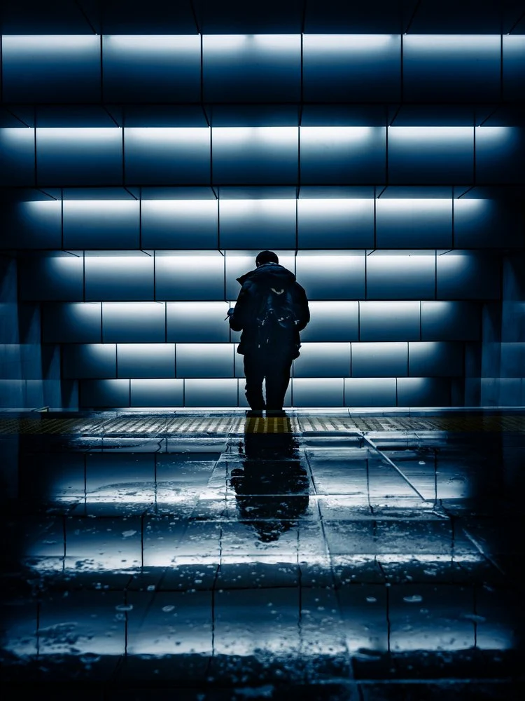 Lone Figure Blue Passage