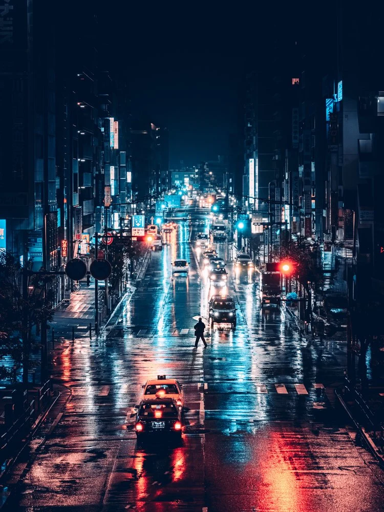 Vibrant Rainy City Night