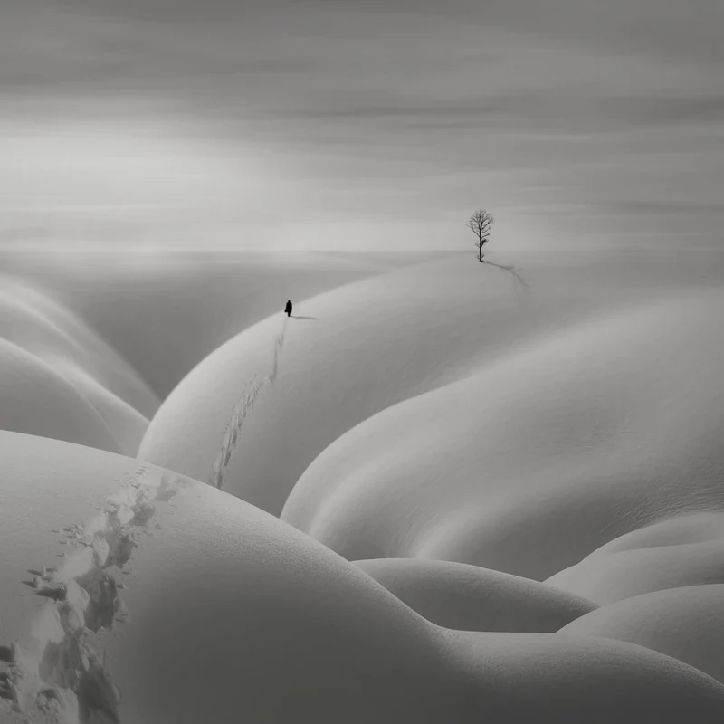 Lone Figure Winter Path
