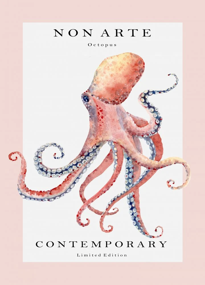 Pink Watercolor Octopus