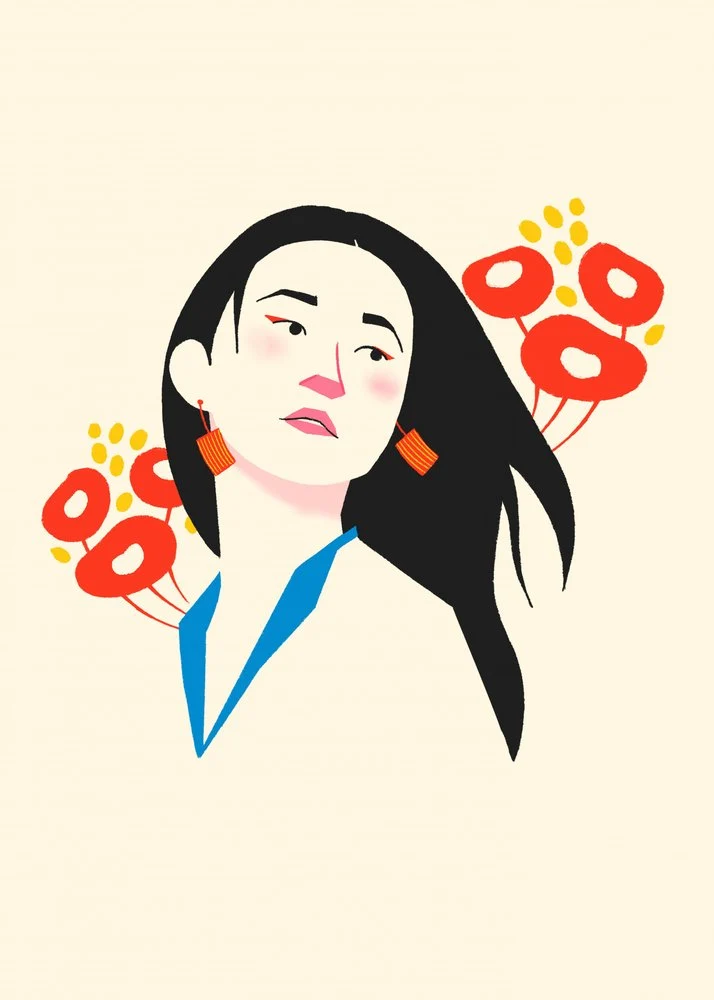 Serene Woman with Flowers