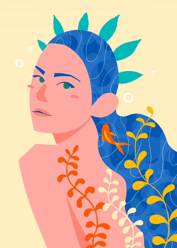 Serene Blue Haired Woman
