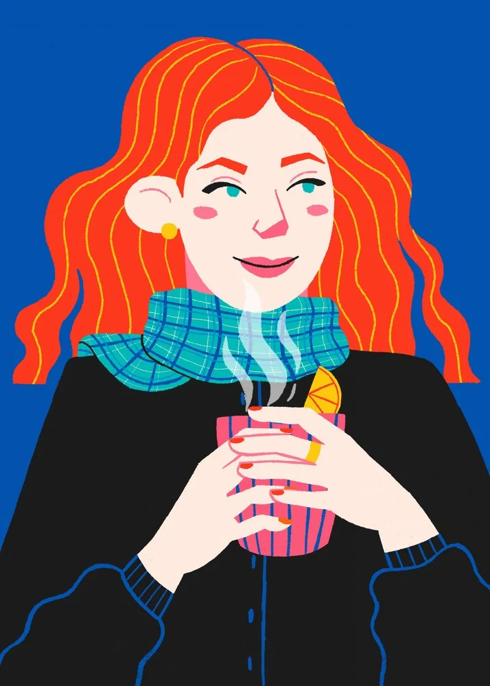 Cozy Redhead With Drink