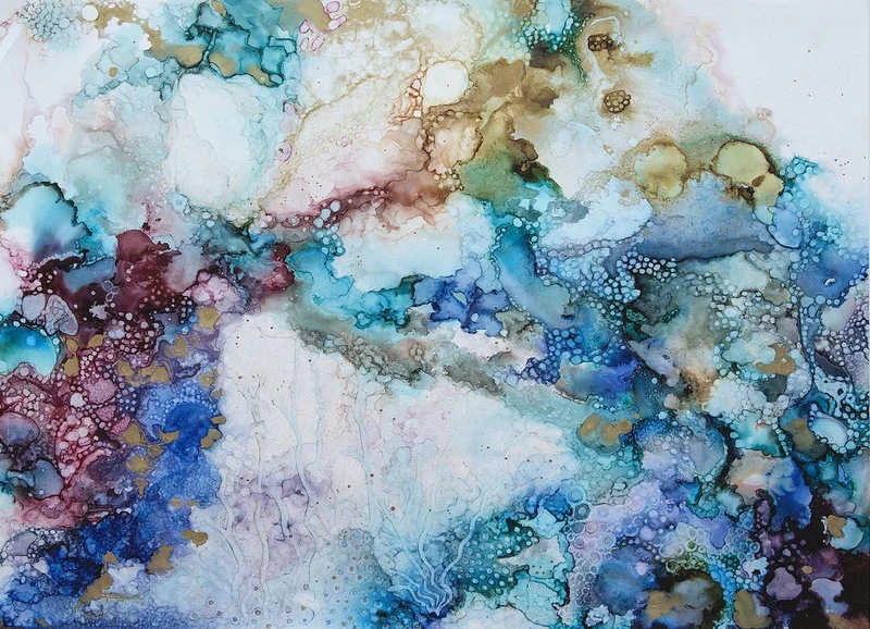 Fluid Blue Gold Abstract