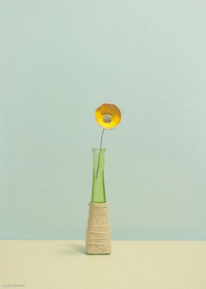 Green Vase Yellow Flower