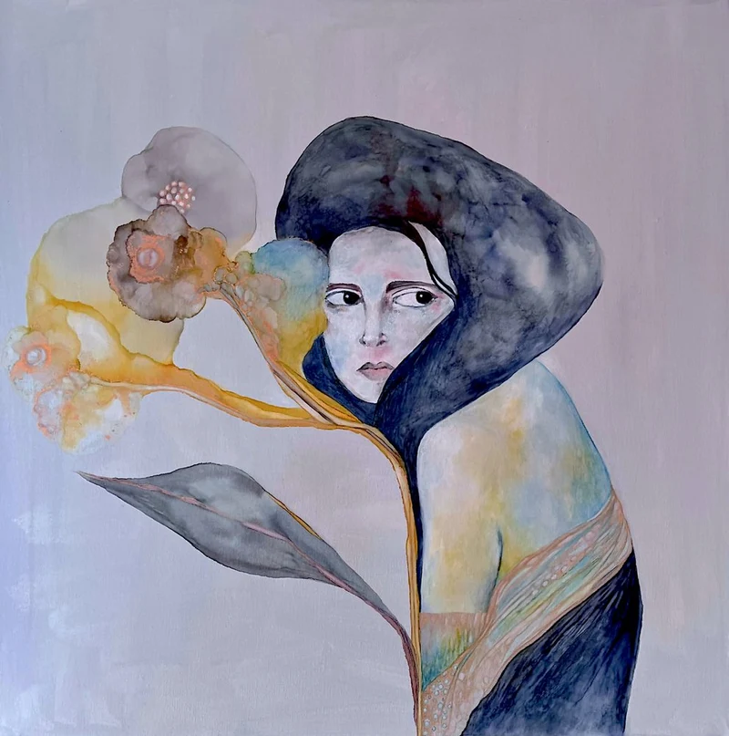 Pensive Woman and Bloom