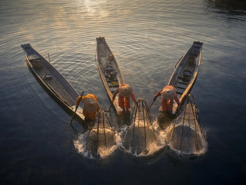 Golden Moment Of Inle Lake
