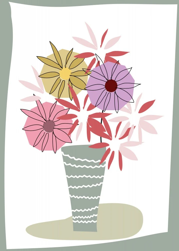 Colorful Geometric Flowers with Vase