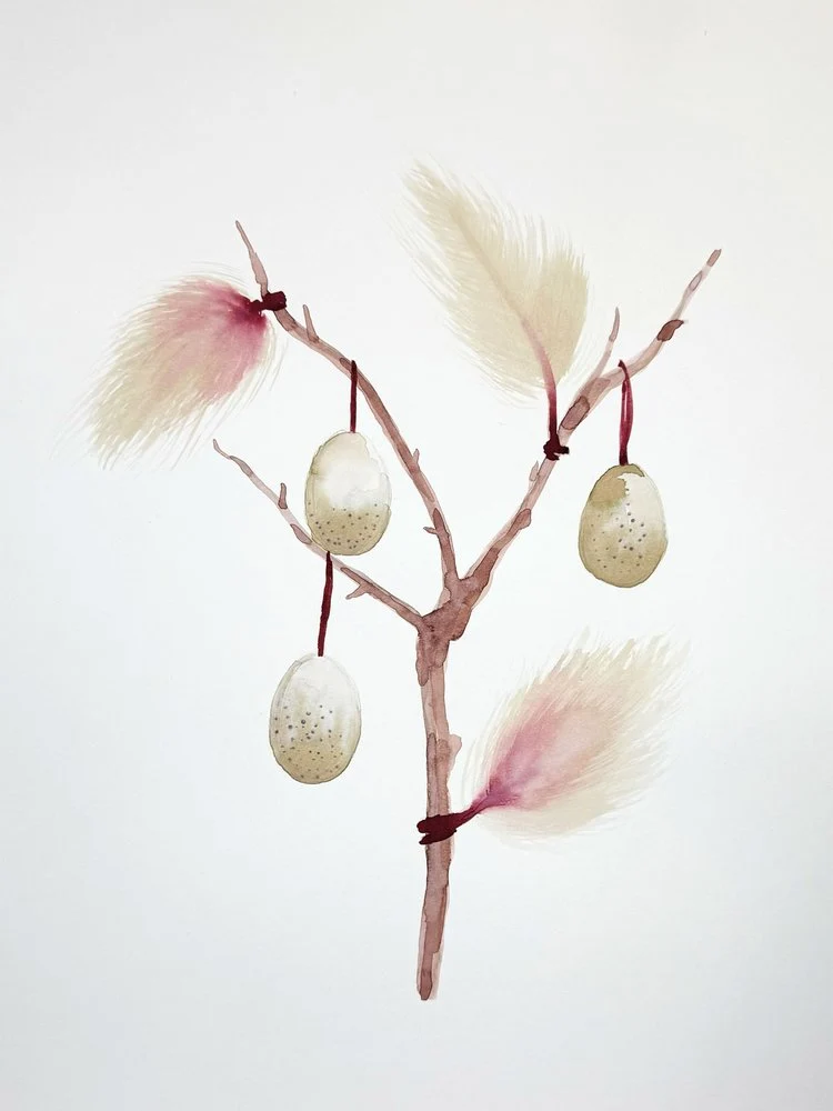Feathered Easter Branch