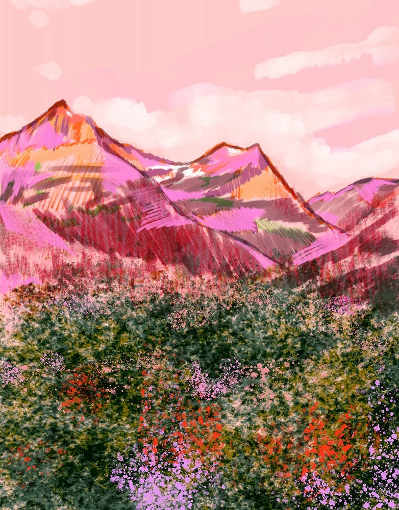 Vibrant Pink Mountains