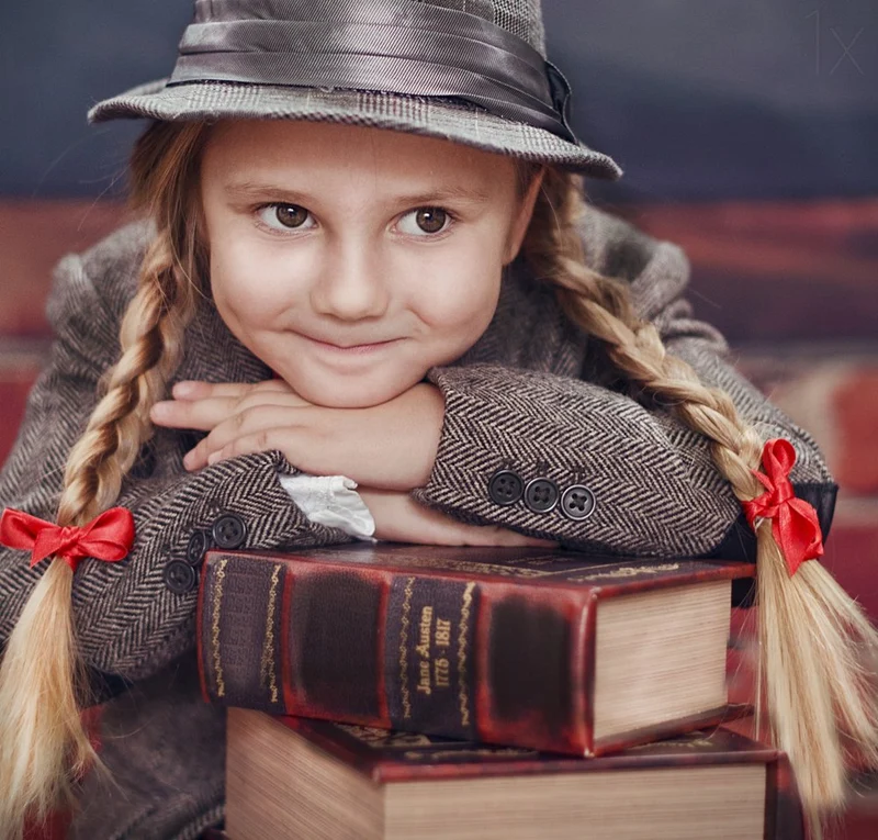 Thoughtful Girl and Books
