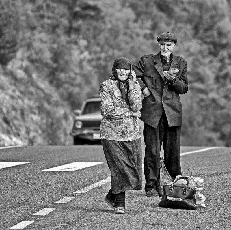 Elderly Couple Roadside