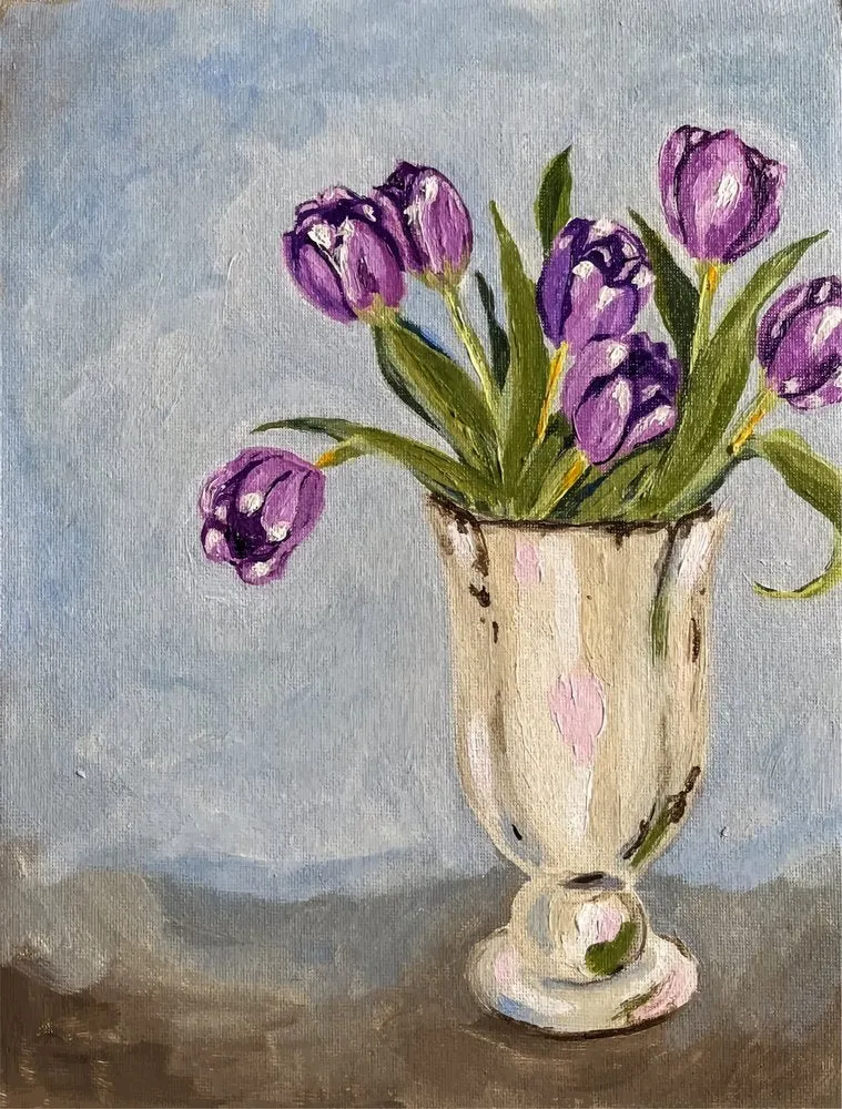 Purple Tulips In Vase