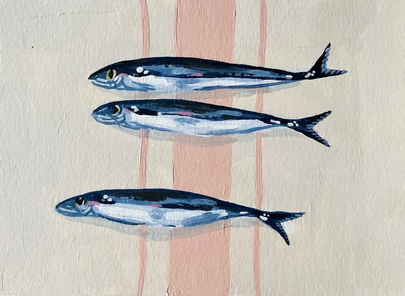 Three Blue Sardines