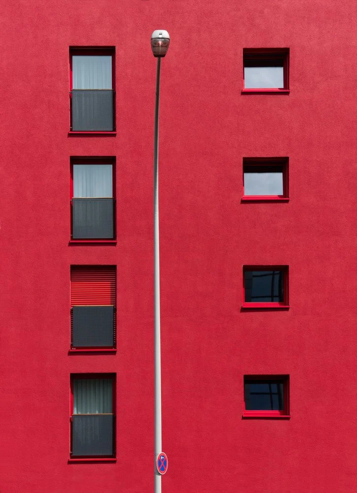 Bold Red Urban Facade