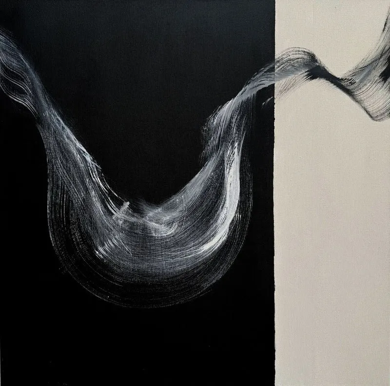 Black White Abstract Flow