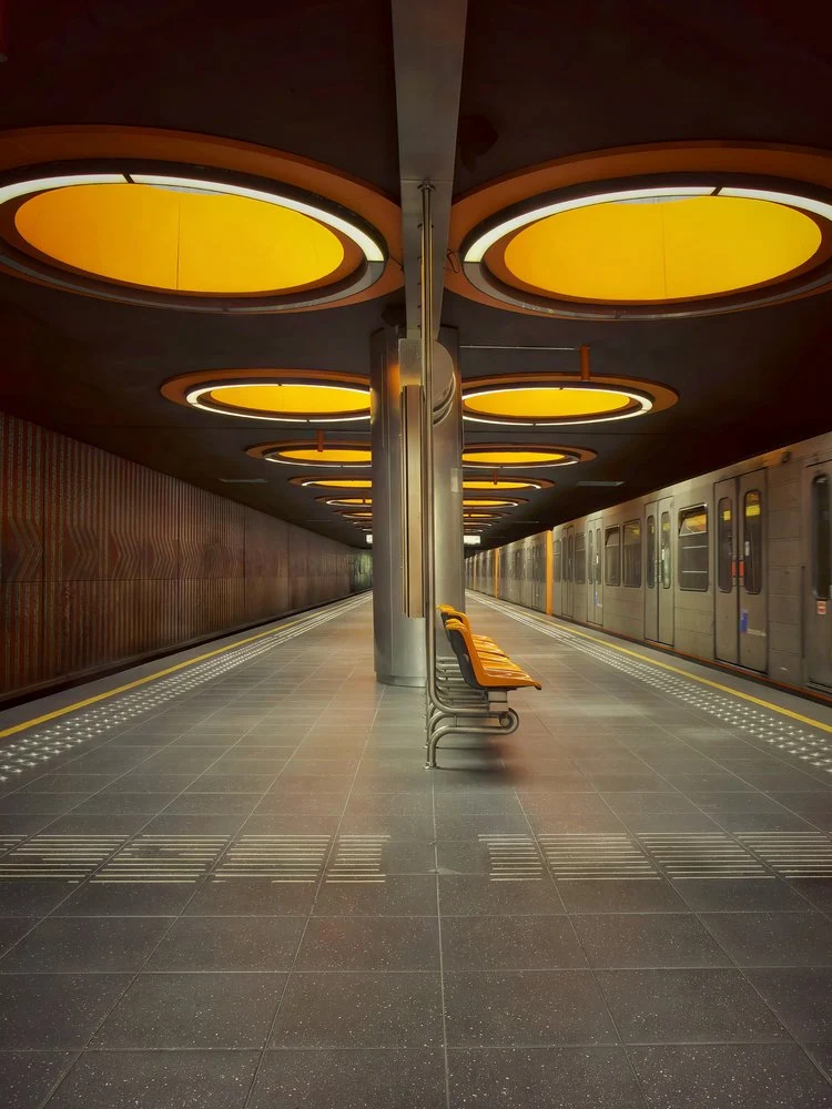 Orange Lit Metro Station