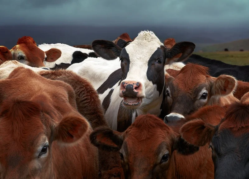 Curious Herd Of Cows